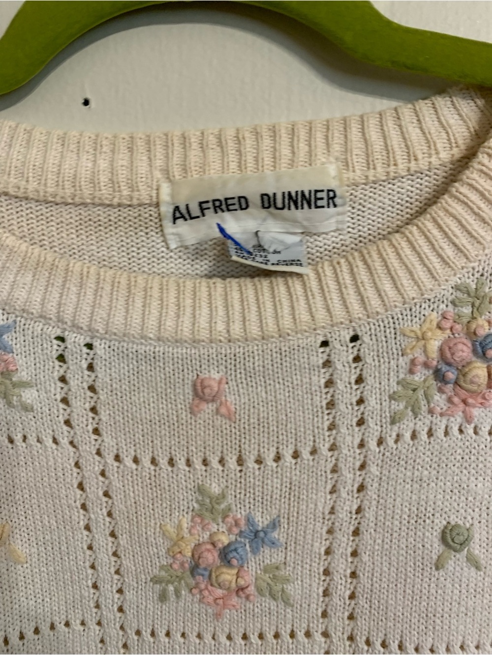 Alfred Dunner Cream Sweater with Pastel Floral Embroidery - Picture 3 of 4